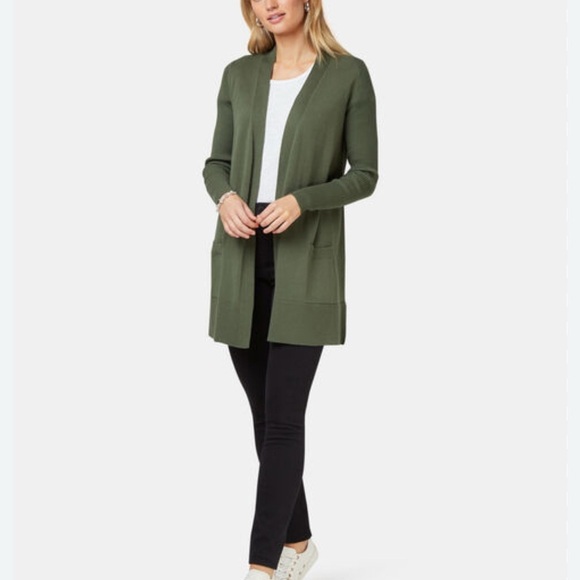 NEW Women's “Gloria Vanderbilt”  Green Open Front Cardigan Sweater - Picture 1 of 7